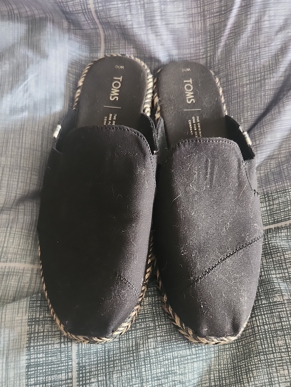 TOMS Black Slip-On Espadrille Mule Loafers